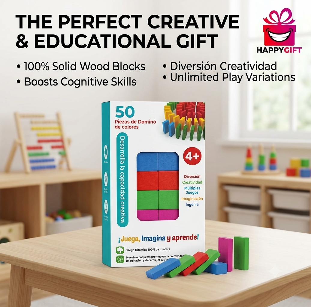 50-Piece Multi-Color Domino Building Blocks – Educational Toy for Kids