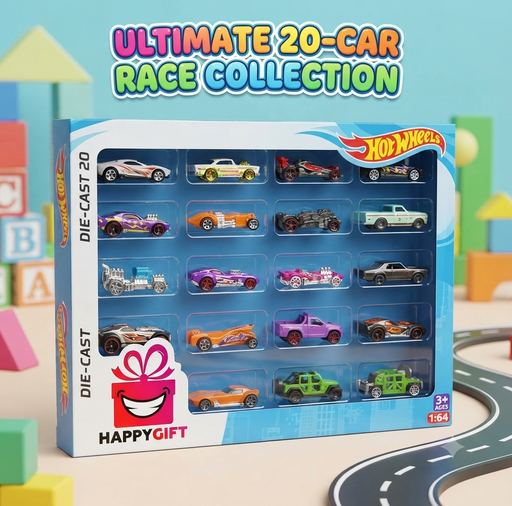 Ultimate 20-Car Race Collection – Deluxe Die-Cast Set!