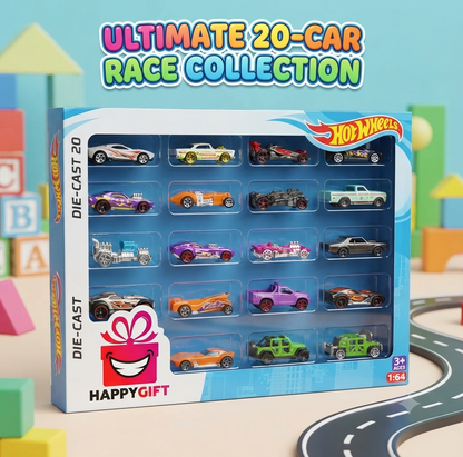 Ultimate 20-Car Race Collection – Deluxe Die-Cast Set!