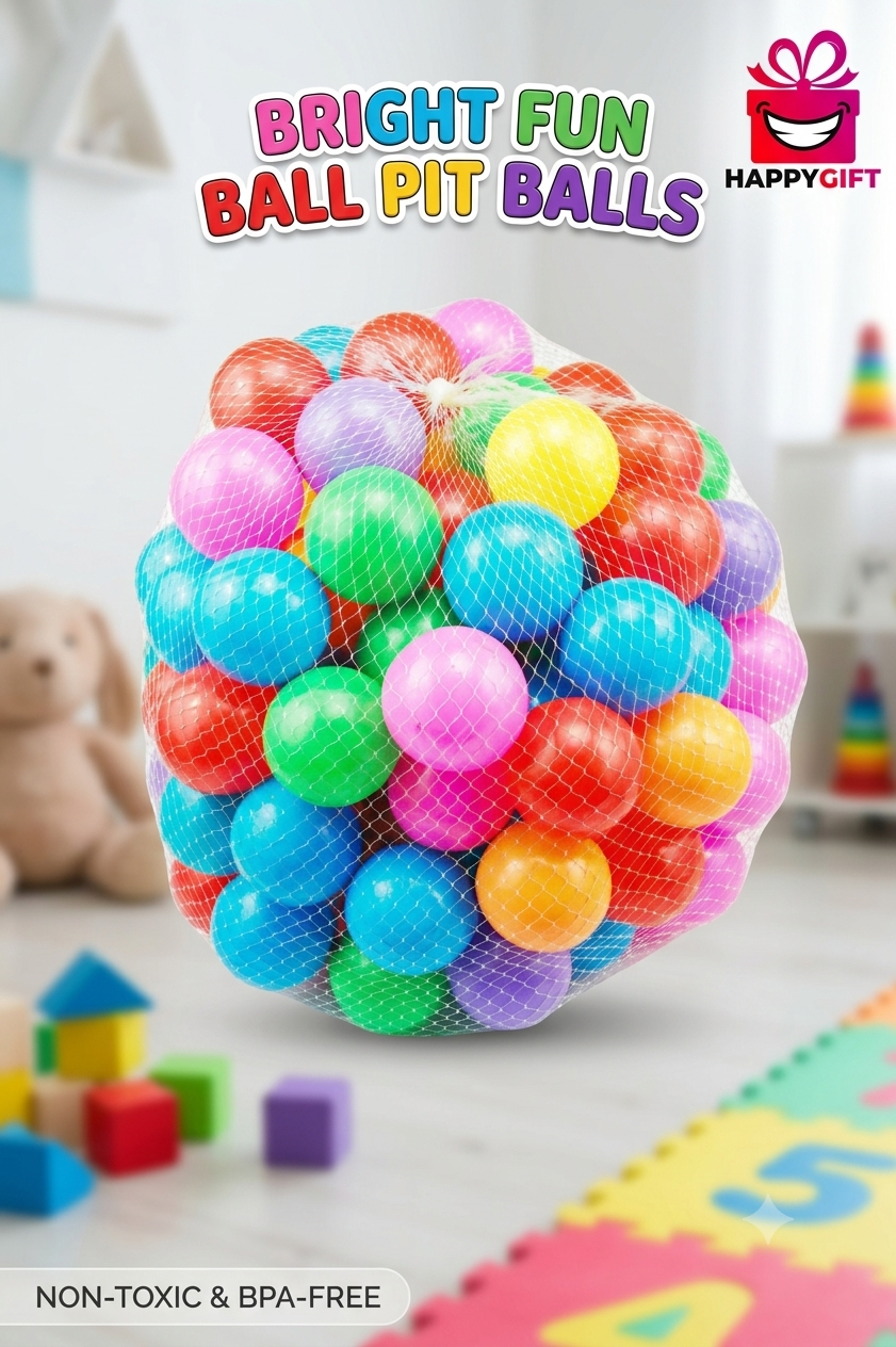 Premium Colorful Fun Play Balls – 50 Pack (Non-Toxic & BPA-Free)