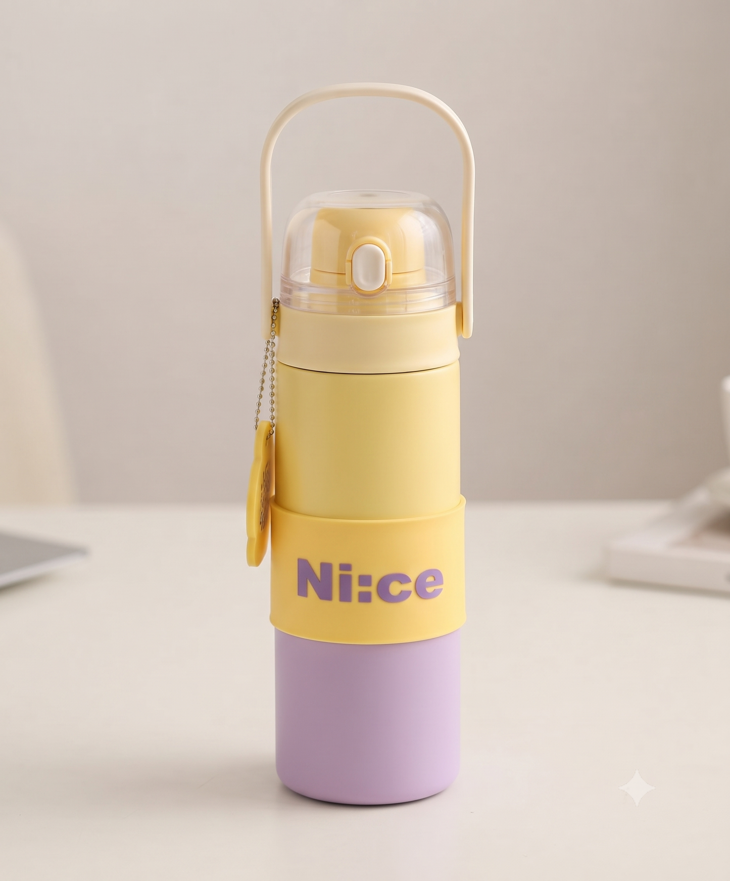 Pastel "Nice" Kids Insulated Water Bottle with Carrying Handle