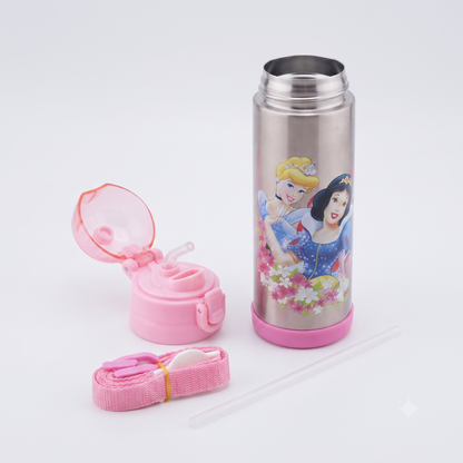 Title Kids' Princess Insulated Stainless Steel Water Bottle with Straw and Carrying Strap
