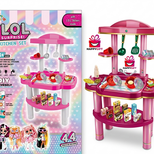 L.O.L. Surprise! 44-Piece Mini Kitchen Playset – Deluxe DIY Cooking Stand Toy with Lights & Sounds