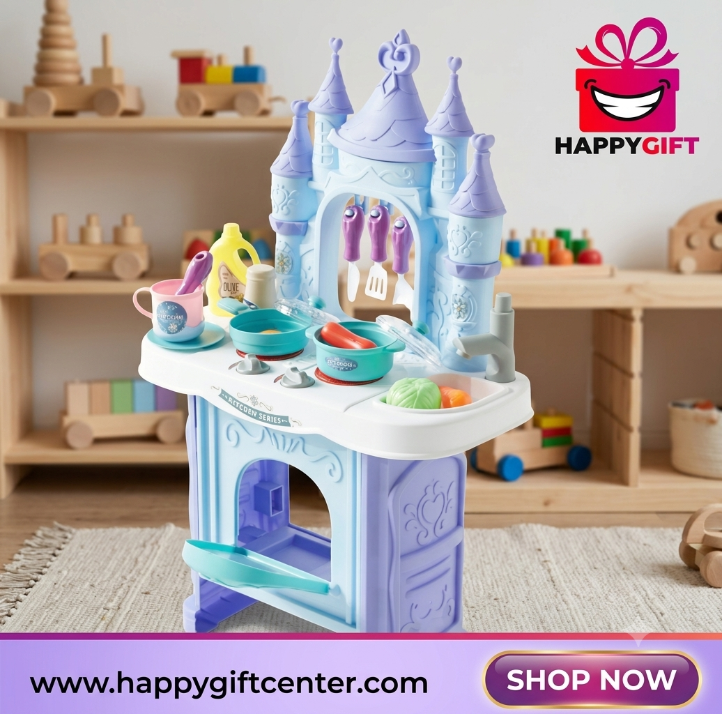 Play House Kitchen Series – 34-Piece Interactive Castle-Themed Cooking Set for Kids