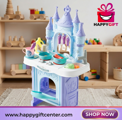 Play House Kitchen Series – 34-Piece Interactive Castle-Themed Cooking Set for Kids
