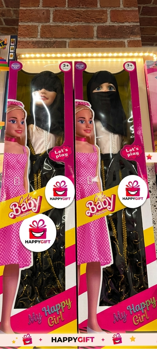 Premium Niqab Fashion Doll Set – Elegant Black Abaya & Pink Dress Toys for Kids