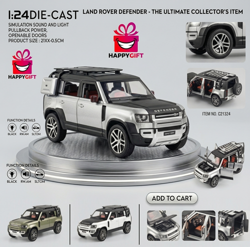 Land Rover Defender Adventure Edition | 1:24 Scale Die-Cast SUV Replica with Sound & Light Effects