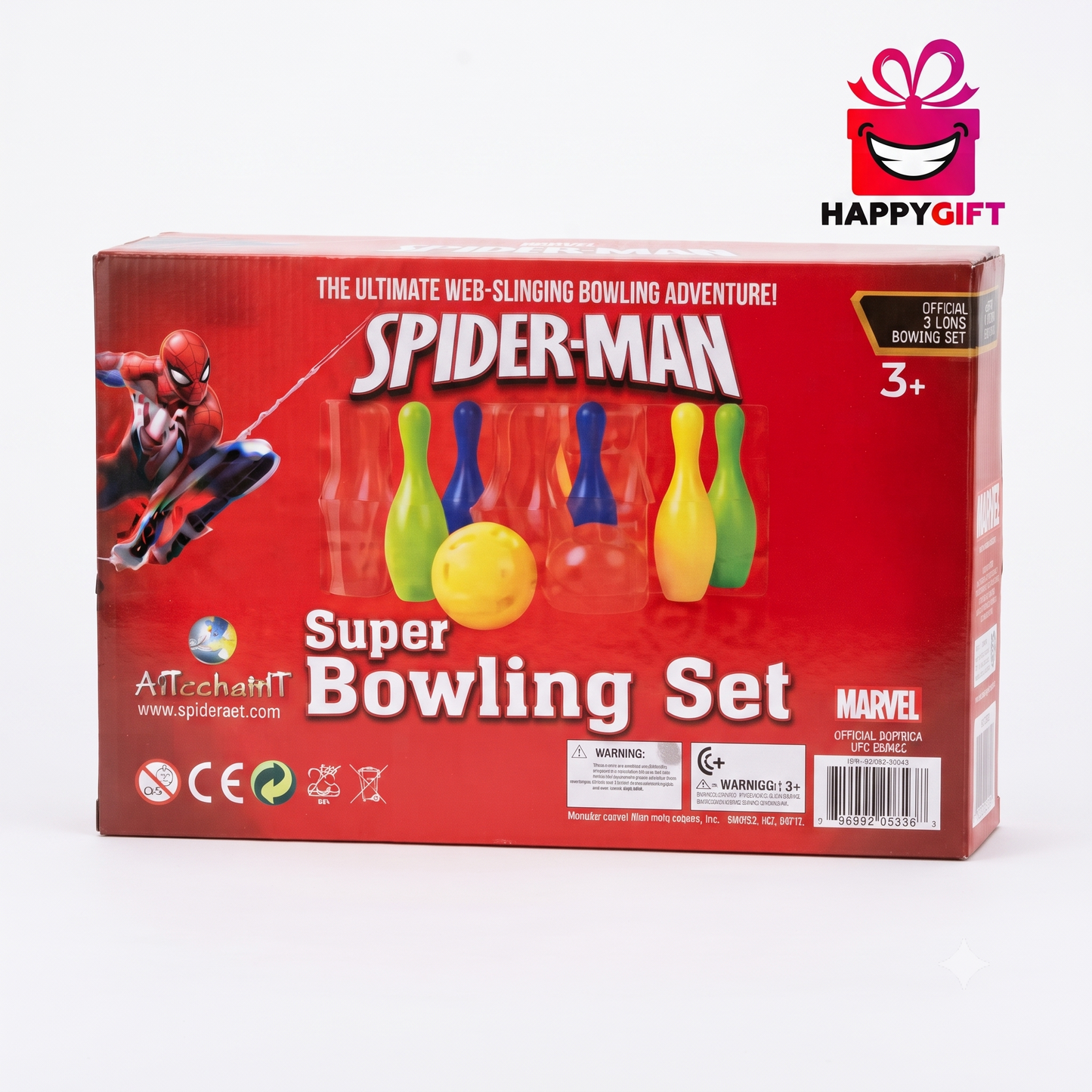 Marvel Spider-Man "Web-Slinging Strike Zone Bundle" Super Bowling Set - 3 Pins & 2 Balls