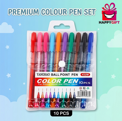 Color Ballpoint Pen Set (10 Pieces)
