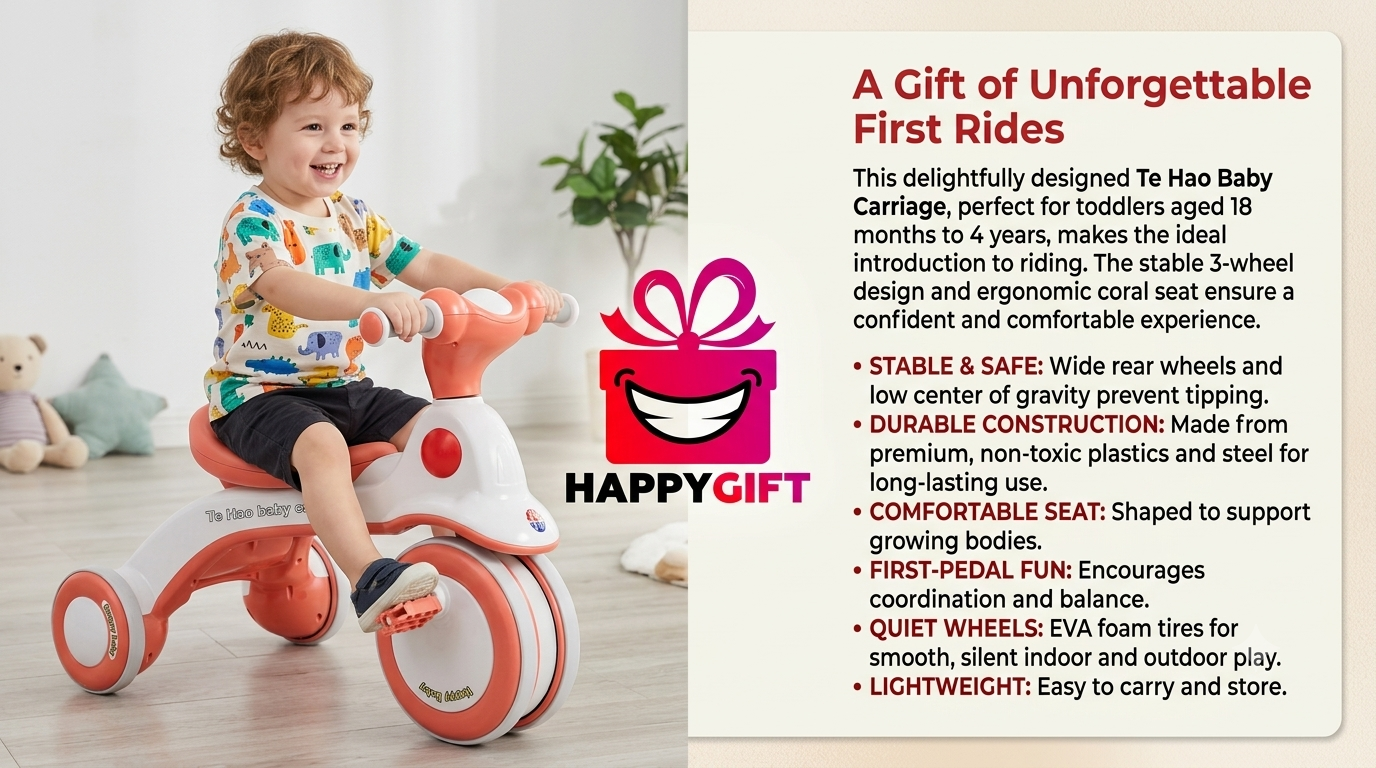 Premium LED-Lit Tricycle for Toddlers with Comfort Seat and Easy-Grip Handles