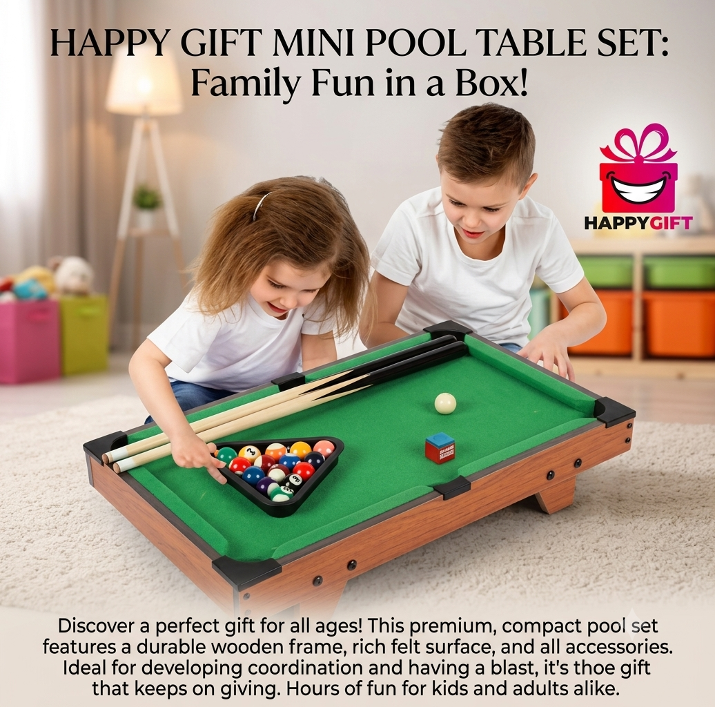 Tabletop Pool Table Set - Complete Mini Billiards Game for All Ages