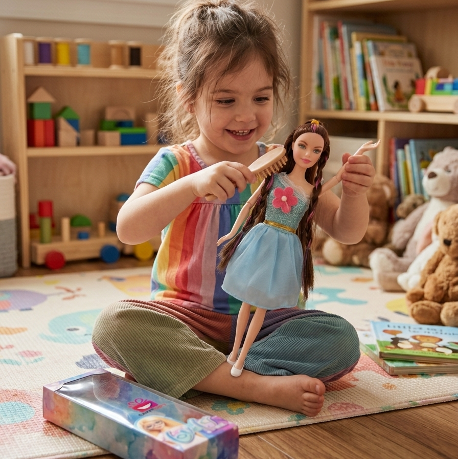Lovely Girl Fashion Doll with Long Braided Hair – Elegant Princess Dress Play Set