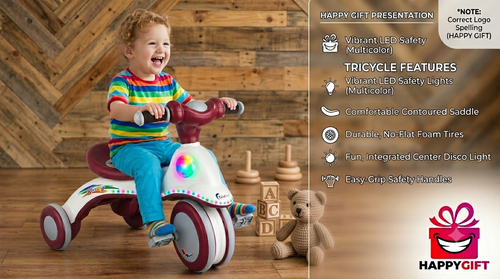 Premium LED-Lit Tricycle for Toddlers with Comfort Seat and Easy-Grip Handles