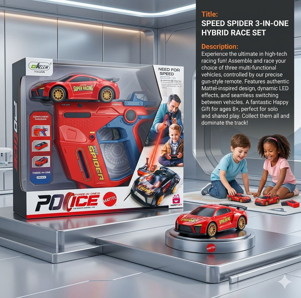 Spider Racer: 3-in-1 Laser Target Transforming Car