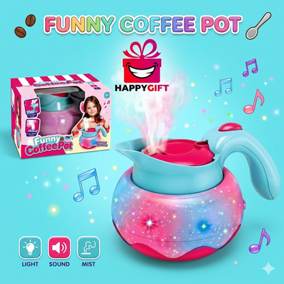 Kids Interactive "Funny Coffee Pot" Toy with Lights, Sound & Real Mist