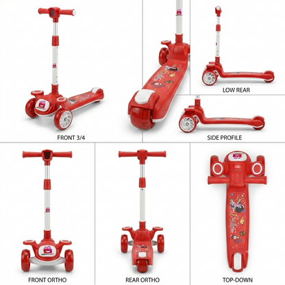 3-Wheel Kick Scooter with Light-Up Wheels | Adjustable Height & Foldable Design for Toddlers & Children