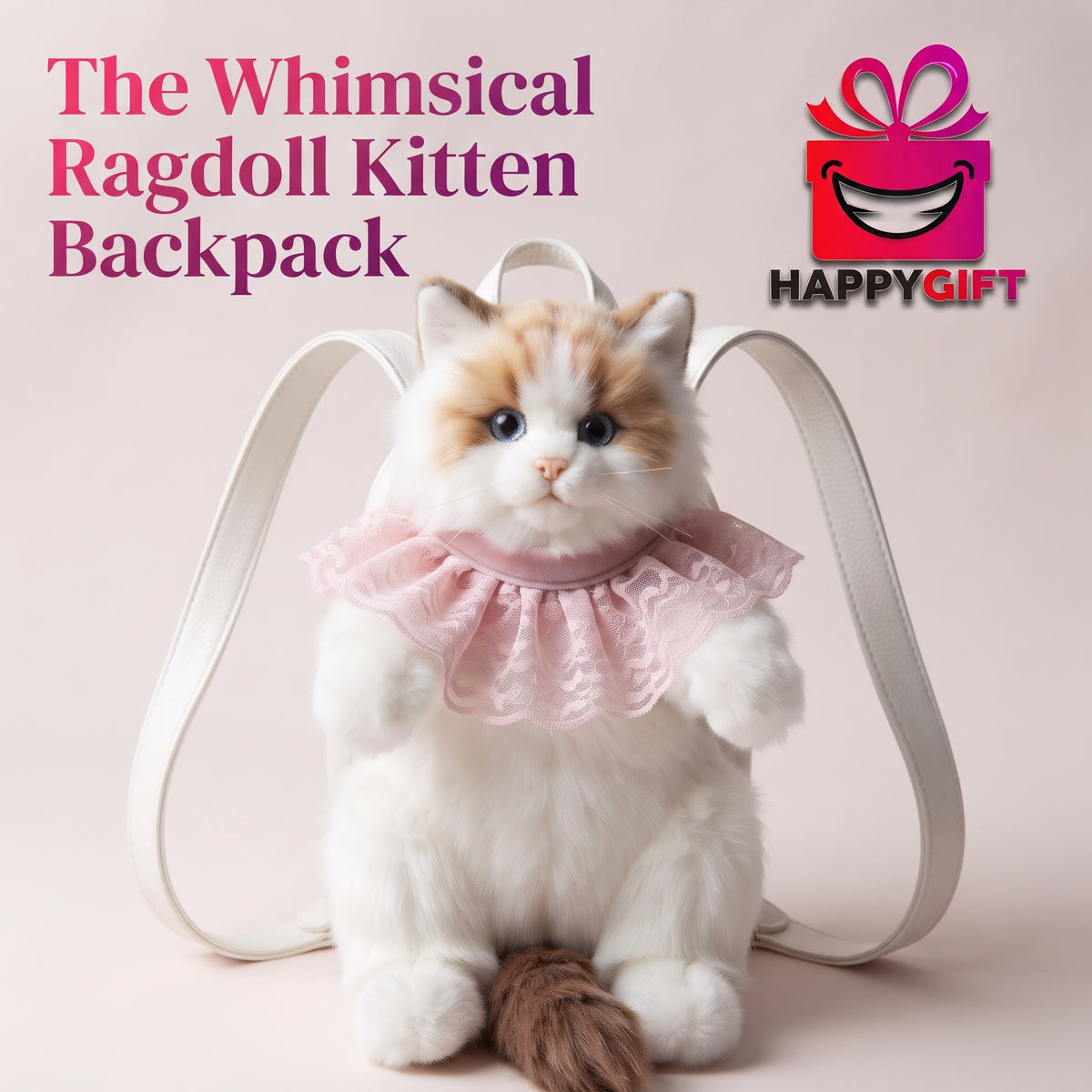 The Whimsical Ragdoll Kitten Backpack — Ultra-Realistic Plush Cat Bag