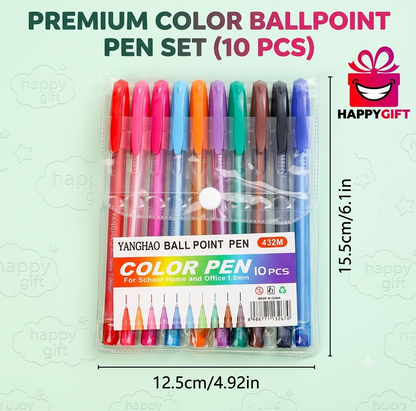 Color Ballpoint Pen Set (10 Pieces)