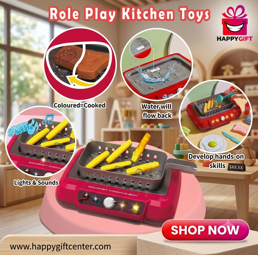 Sizzle & Serve Color-Changing Deep Fryer Kitchen Playset – Interactive Educational Toy for Kids