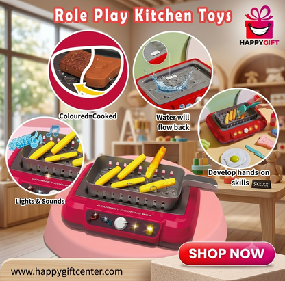 Sizzle & Serve Color-Changing Deep Fryer Kitchen Playset – Interactive Educational Toy for Kids