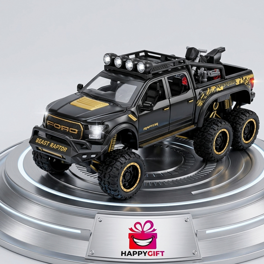 Ford Raptor 6x6 Off-Road Die-Cast Model Truck – Pull-Back Action