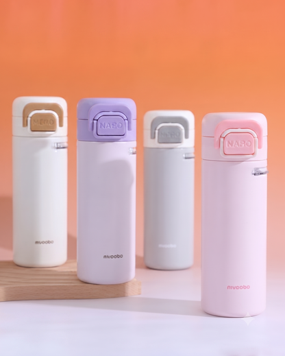 MOMO Insulated Stainless Steel Vacuum Flask with One-Touch Lock Lid