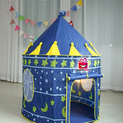 Kids Castle Play Tent – Starry Night Blue Foldable Playhouse for Boys & Girls