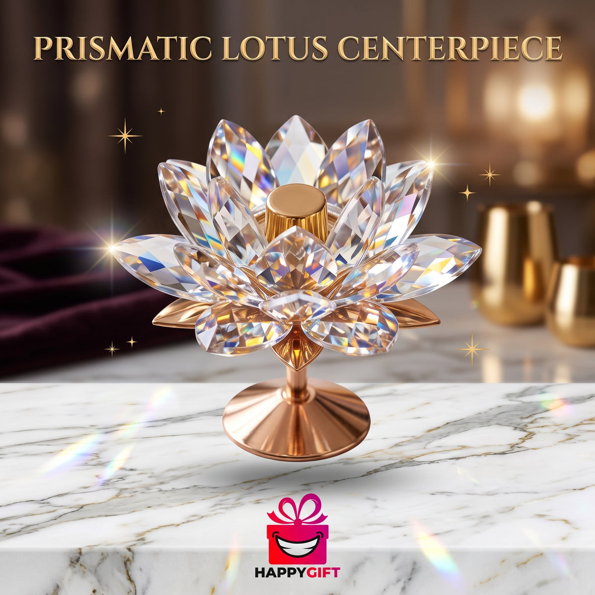 Prismatic Crystal Lotus Centerpiece - Elevate Your Space with Radiant Elegance