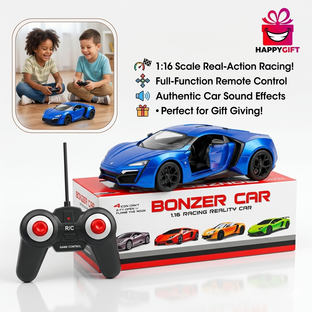 Bonzer Car: 1:16 Scale Remote Control Supercar with Realistic Smoke Spray Exhaust