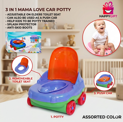 Mama Love 3-in-1 Multi-Purpose Learning Potty Car – Safe, Fun & Easy Training