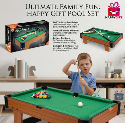 Tabletop Pool Table Set - Complete Mini Billiards Game for All Ages
