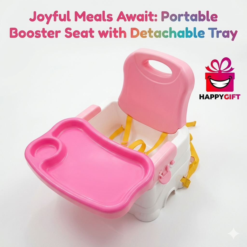Happy Mealtime Booster Seat – Compact, Comfortable, and Convenient