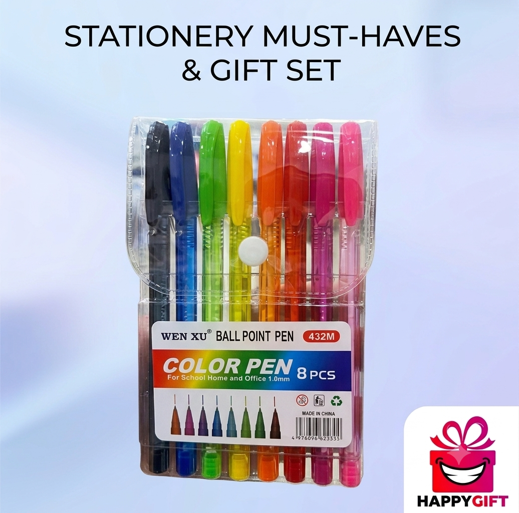 Color Ballpoint Pen Set – 8 Piece Collection