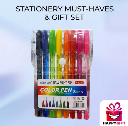 Color Ballpoint Pen Set – 8 Piece Collection