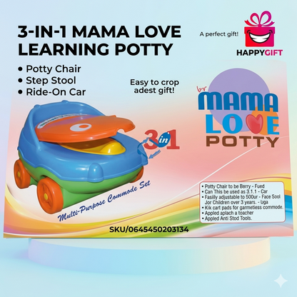 Mama Love 3-in-1 Multi-Purpose Learning Potty Car – Safe, Fun & Easy Training