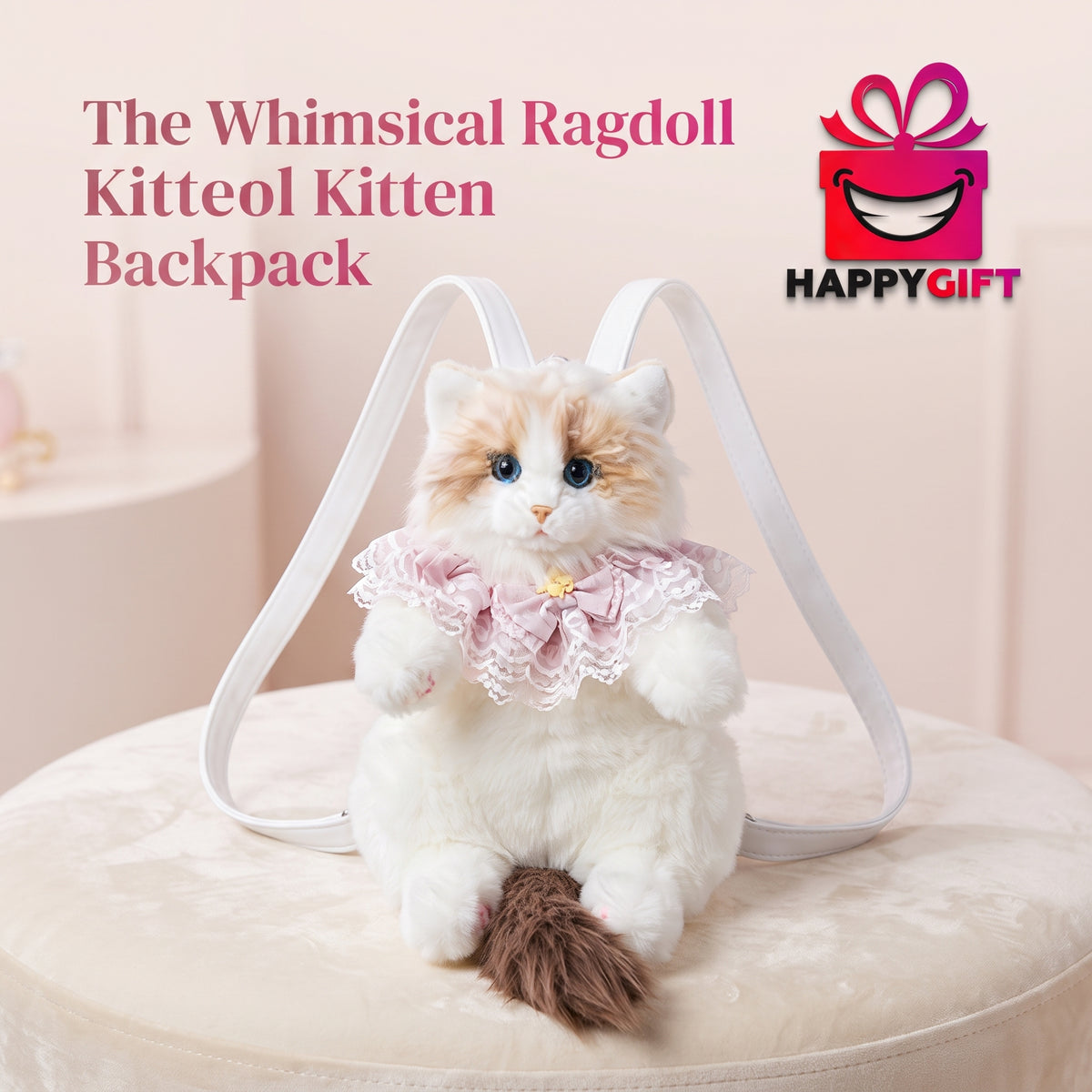 The Whimsical Ragdoll Kitten Backpack — Ultra-Realistic Plush Cat Bag