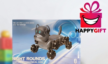 Night Rounds Stunt Mechanical Dog - Interactive Remote Control Robot Puppy with Omni-Directional Wheels & LED Lights