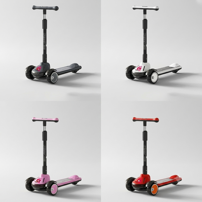 Kids 3-Wheel Kick Scooter with Light-Up Wheels | Adjustable T-Bar & Lean-to-Steer for Boys & Girls (4 Color Options)