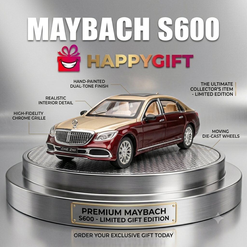 Maybach S600 Luxury Collector’s Edition | Two-Tone Burgundy & Gold | 1:24 Precision Die-Cast Model