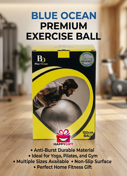 Blue Ocean 100cm Premium Anti-Burst Exercise Ball – Professional Stability & Core Trainer