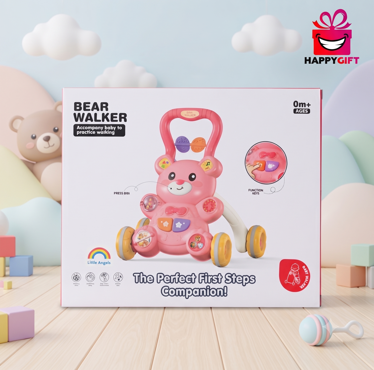 Baby Musical Bear Walker & Activity Center — 0M+ First Steps Companion Toy