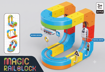 Magnetic Railcar Set - 16-Piece 3D DIY Track Toy With High-Intensity Magnetic Connections & Micro-Trains