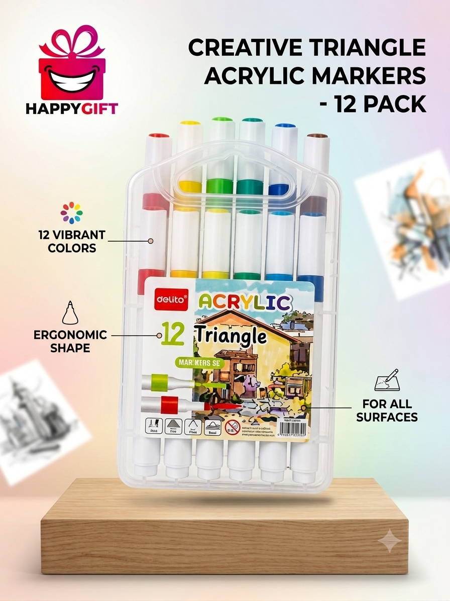 Unleash Creativity! 12-Pack Acrylic Triangle Markers – The Ultimate Gift for Kids!