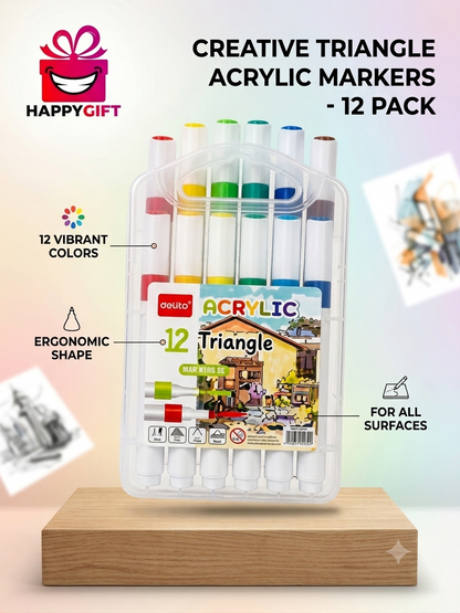 Unleash Creativity! 12-Pack Acrylic Triangle Markers – The Ultimate Gift for Kids!