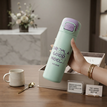 THE 'GOOD HOO-MOOD' BOTTLE - Pastel Insulated Flask