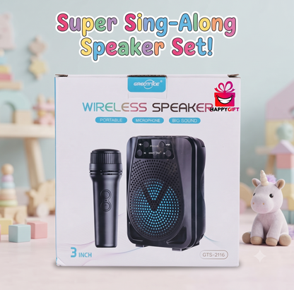 Greatnice GTS-2116 Wireless Portable Bluetooth Speaker with Microphone | 3-Inch Big Sound Kids Karaoke & Party Speaker
