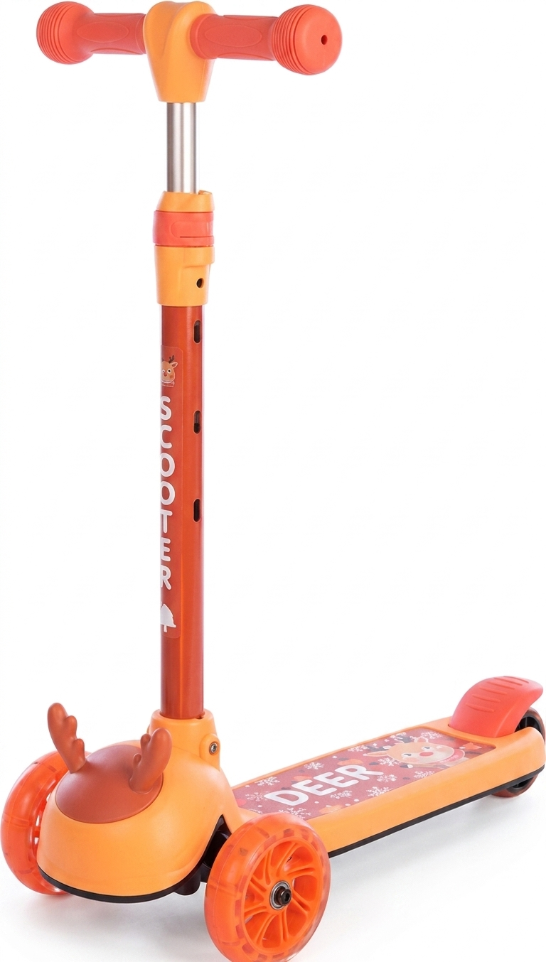 HappyGift Kids 3-Wheel Kick Scooter with Light-Up Wheels | Adjustable Height for Toddlers & Boys & Girls