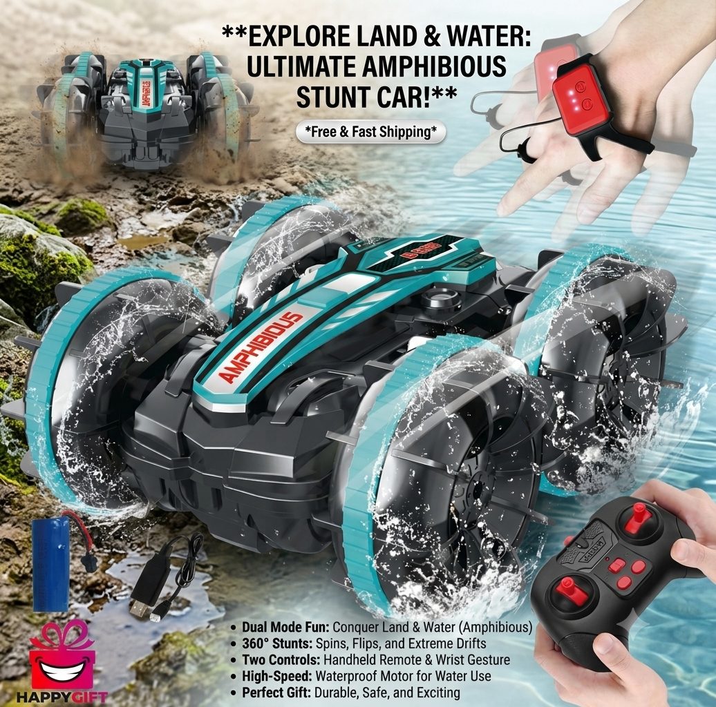 Ultimate Amphibious 360° Stunt RC Car – Conquer Land & Water