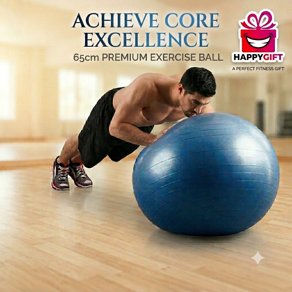 65cm Premium Anti-Burst Yoga Gym Ball – Perfect for Family Fitness!