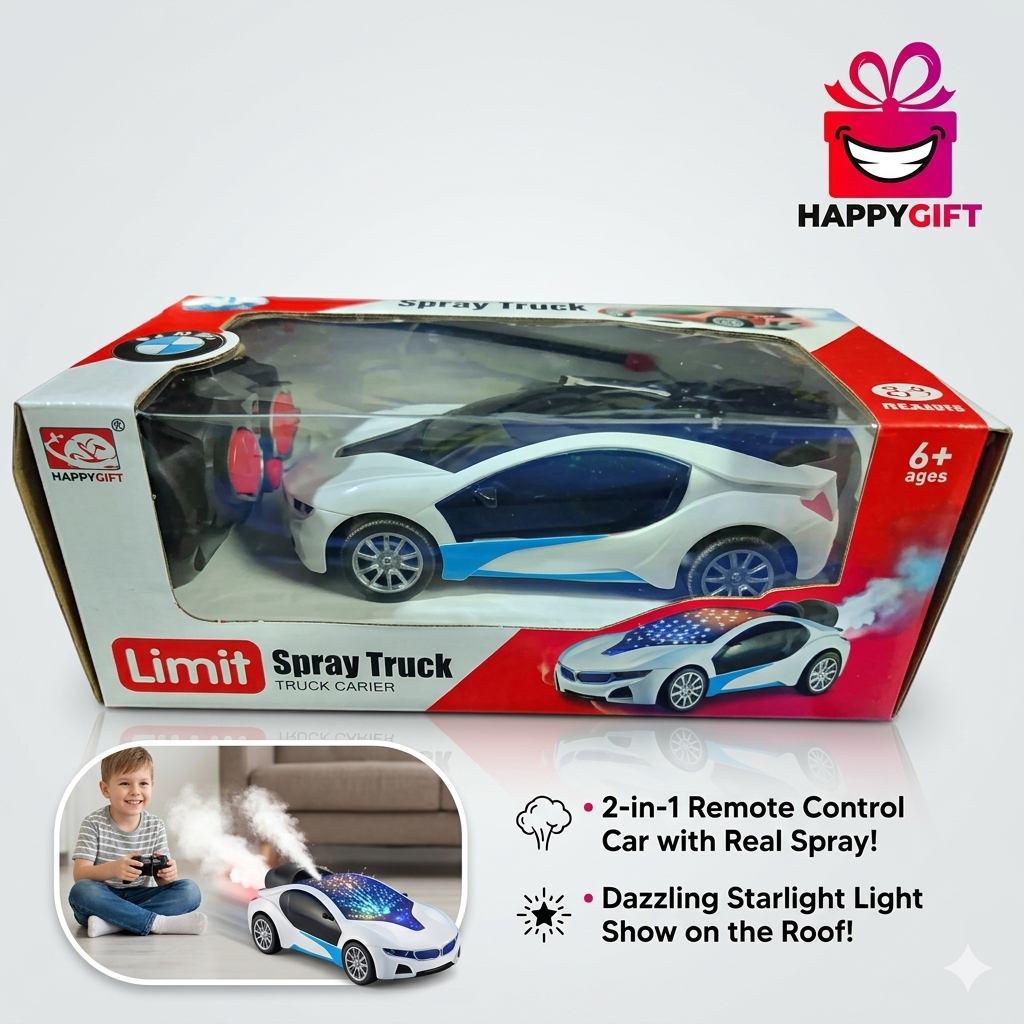3D Famous Car: 1:22 Scale Remote Control Stunt Car with Starlight Roof & Smoke Spray